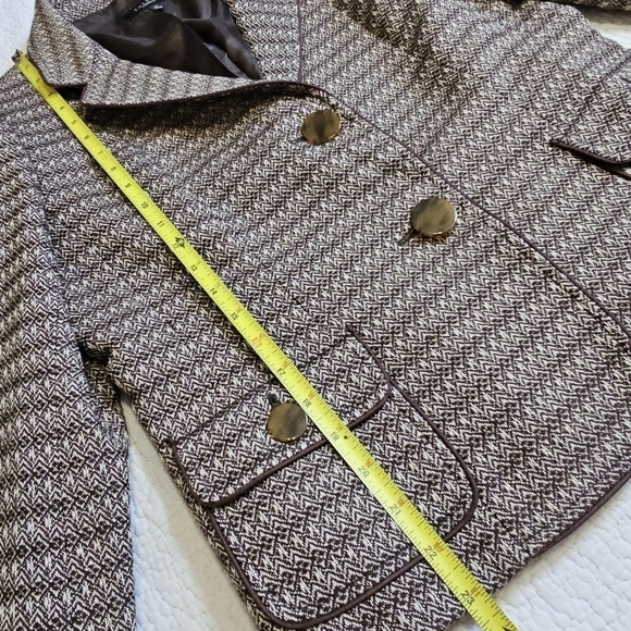 Talbots Wool Blend Brown Tweed Button Blazer - Picture 3 of 9